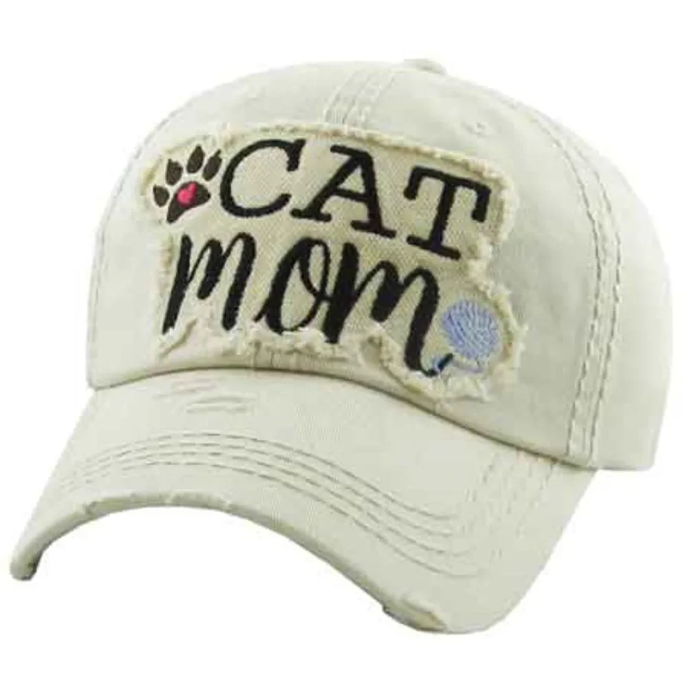 Ladies Stone Cat Mom Baseball Cap